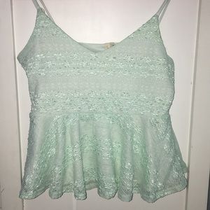 Turquoise lace tank top